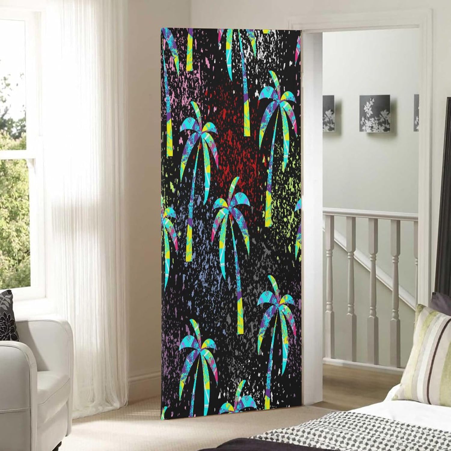 Susiyo Multicolored Palm Trees Halloween Door Cover
