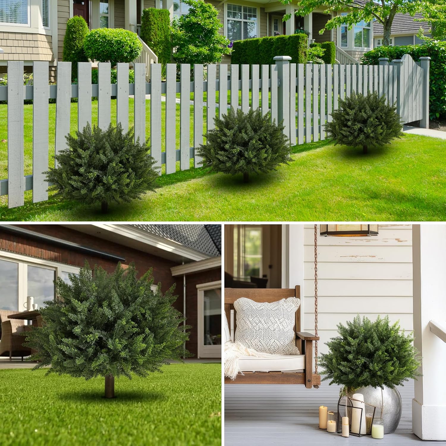 LUWENER 236 Inch Artificial Cedar Topiary 2 Pack