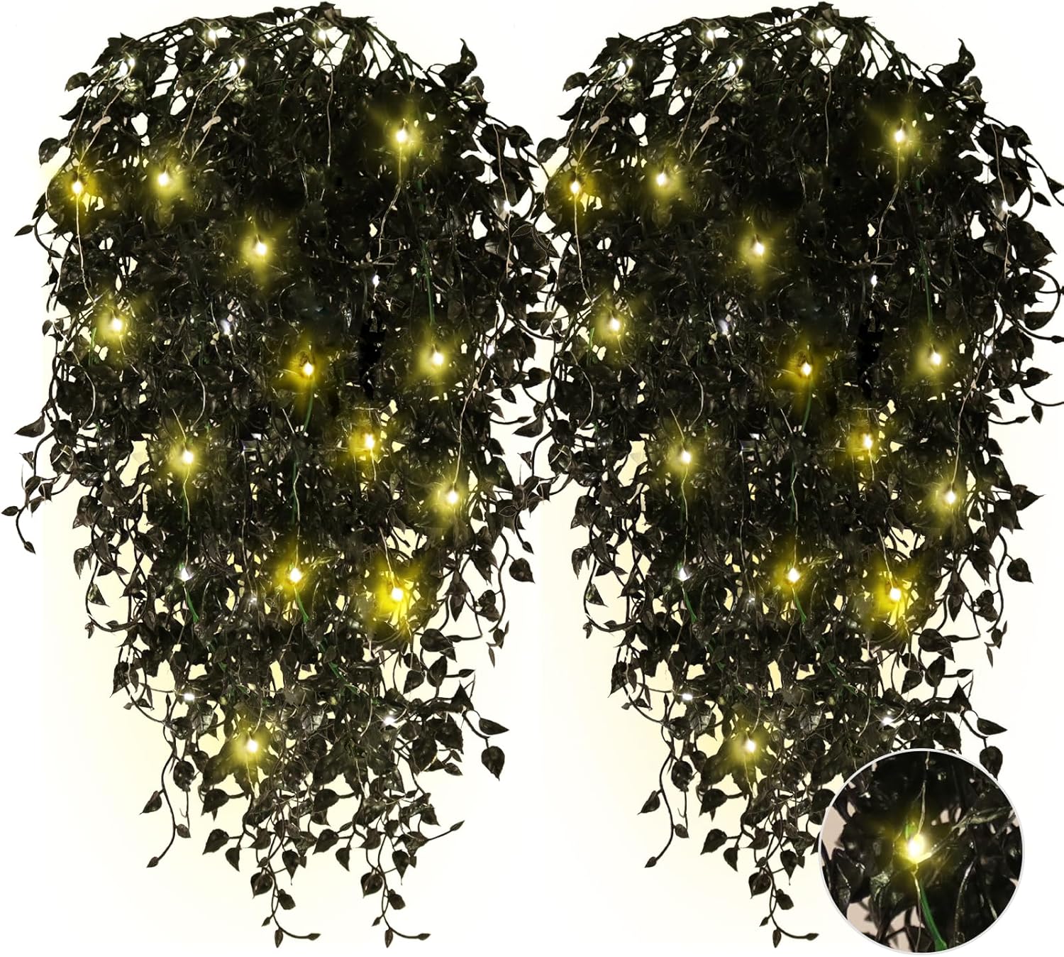 RECUTMS Artificial Hanging Plants with Lights 4Pcs Set