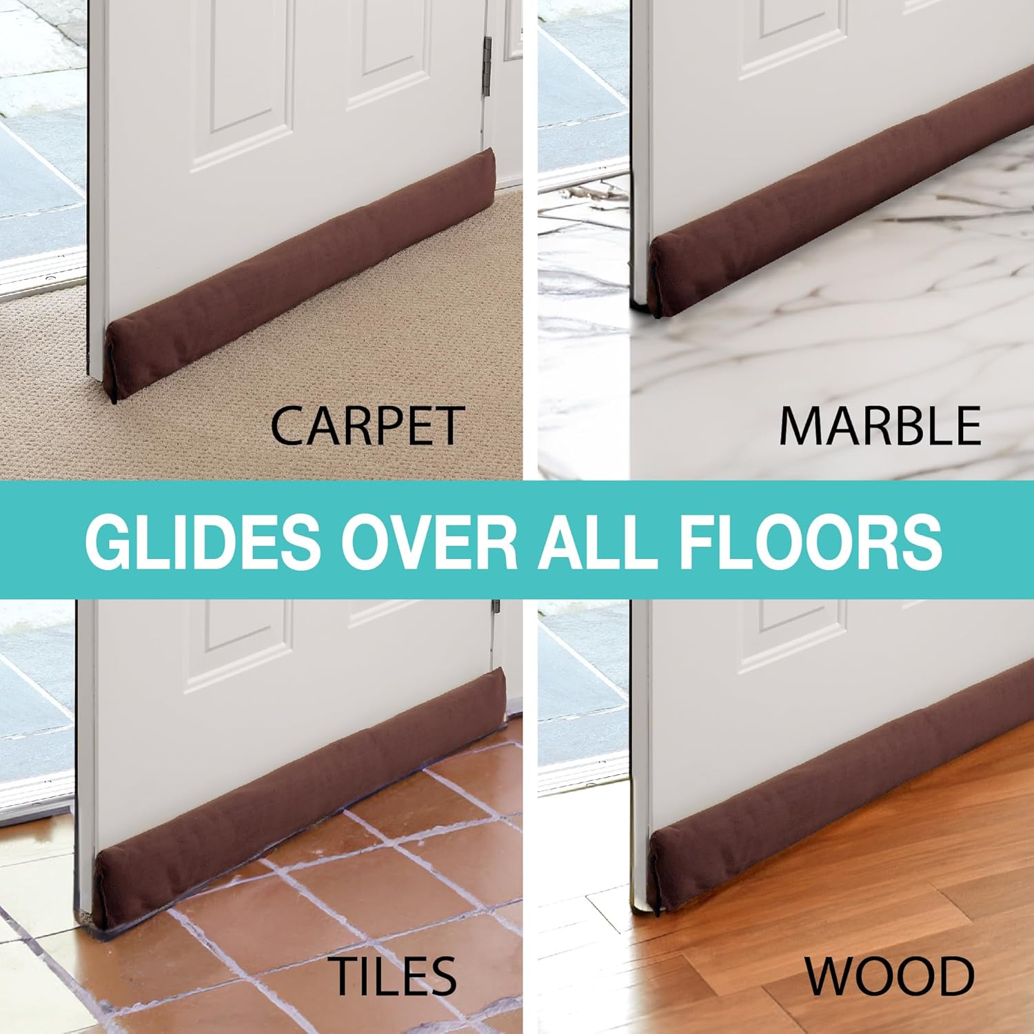 StayPut Door Draft Stopper Insulating Device 2 Ways - 36 Inch Brown