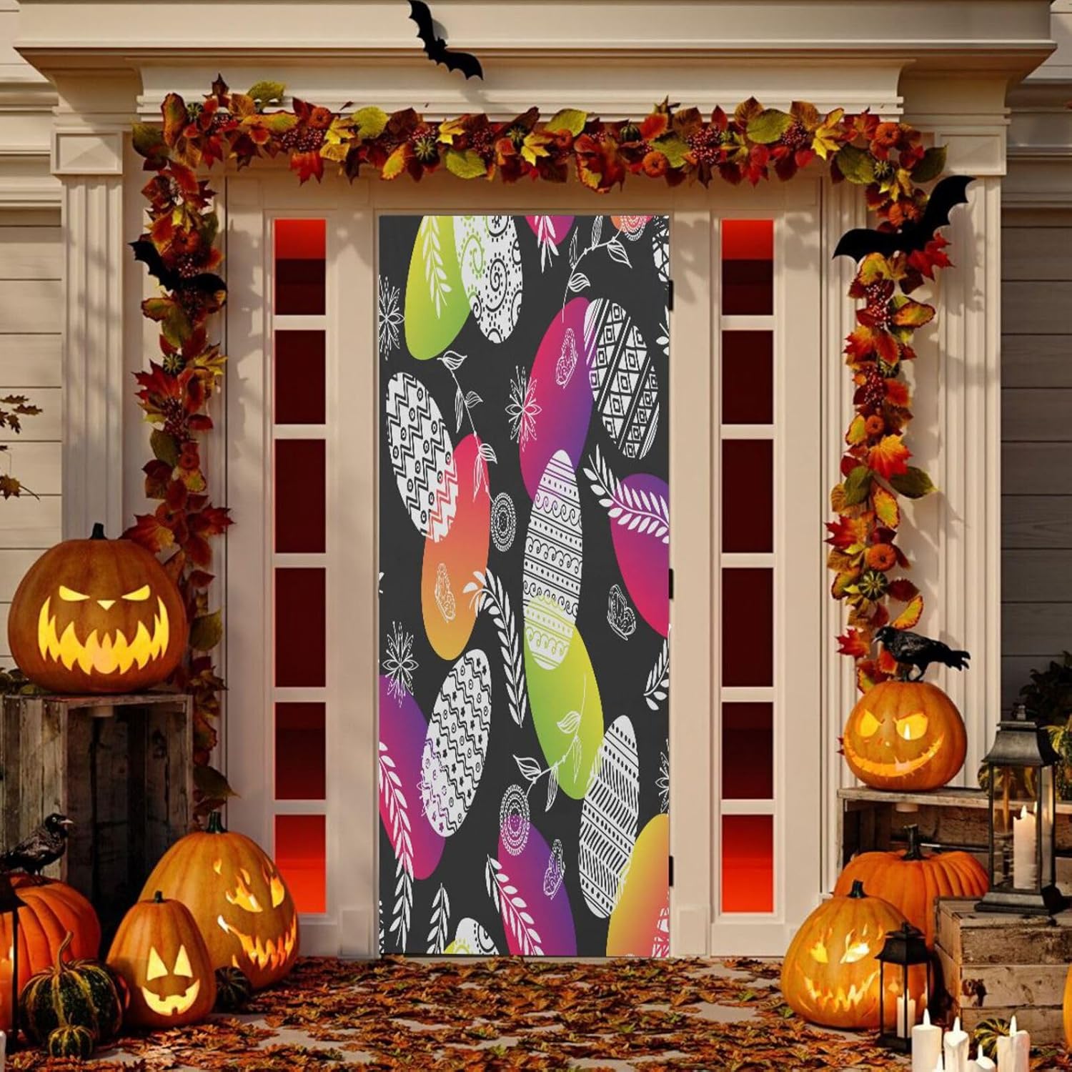 Susiyo Stretch Fabric Christmas Door Cover Decor 32x79 in