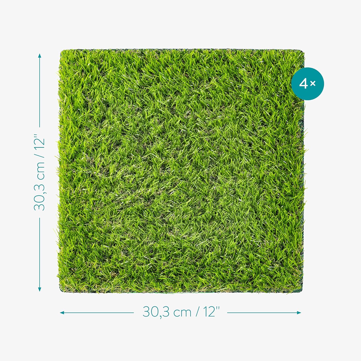Navaris Artificial Grass Squares 12x12 Inches Pack of 4