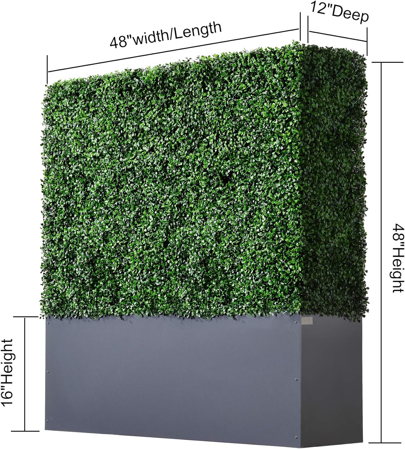 AGPL Artificial Boxwood Hedge Wall with Gray Planter