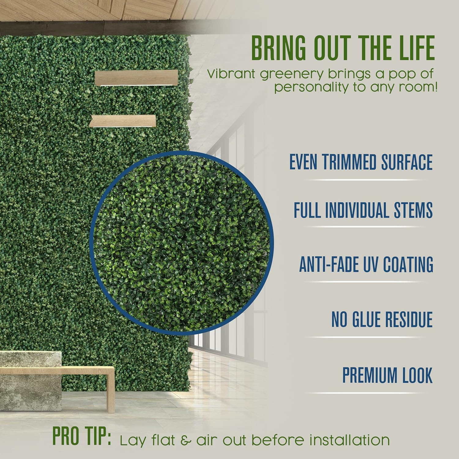 Houseables Artificial Grass Wall 20x20 12 Pack