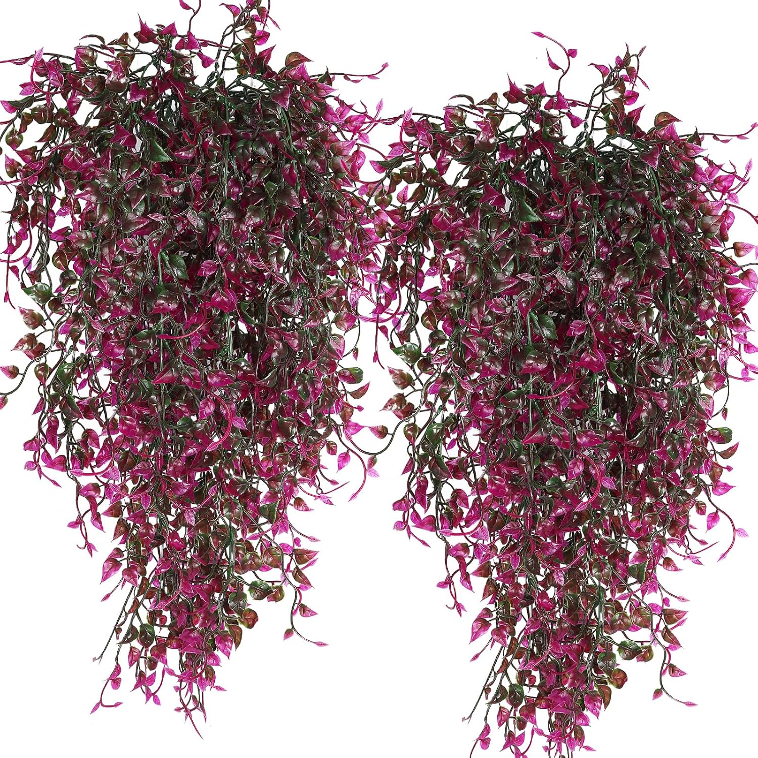 Artificial Hanging Plants 4pcs 33 Inch Faux Ivy Vine UV Resistant Purple Red