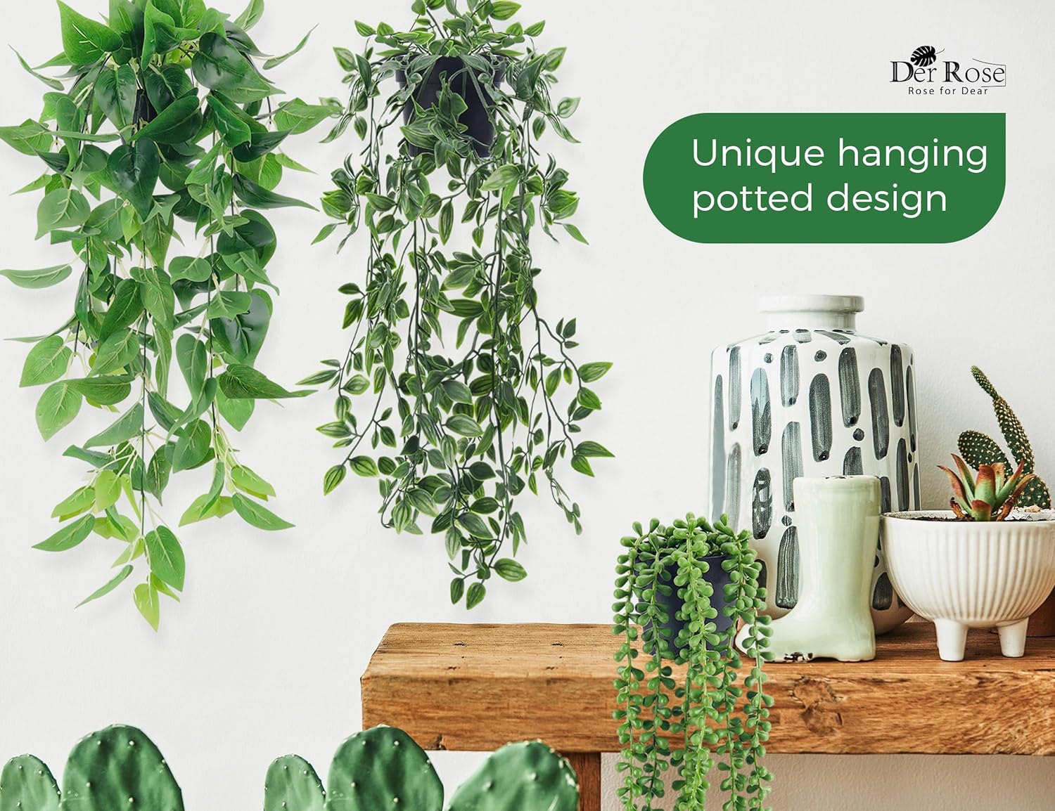 Der Rose 6 Pack Artificial Hanging Plants Decor