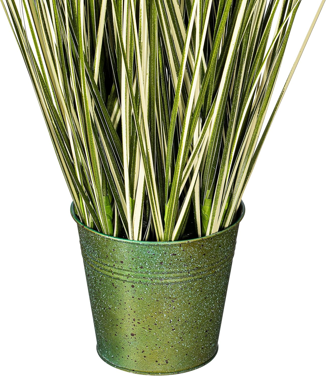 Vickerman 37 Inch Artificial Variegated Green Grass with Iron Pot