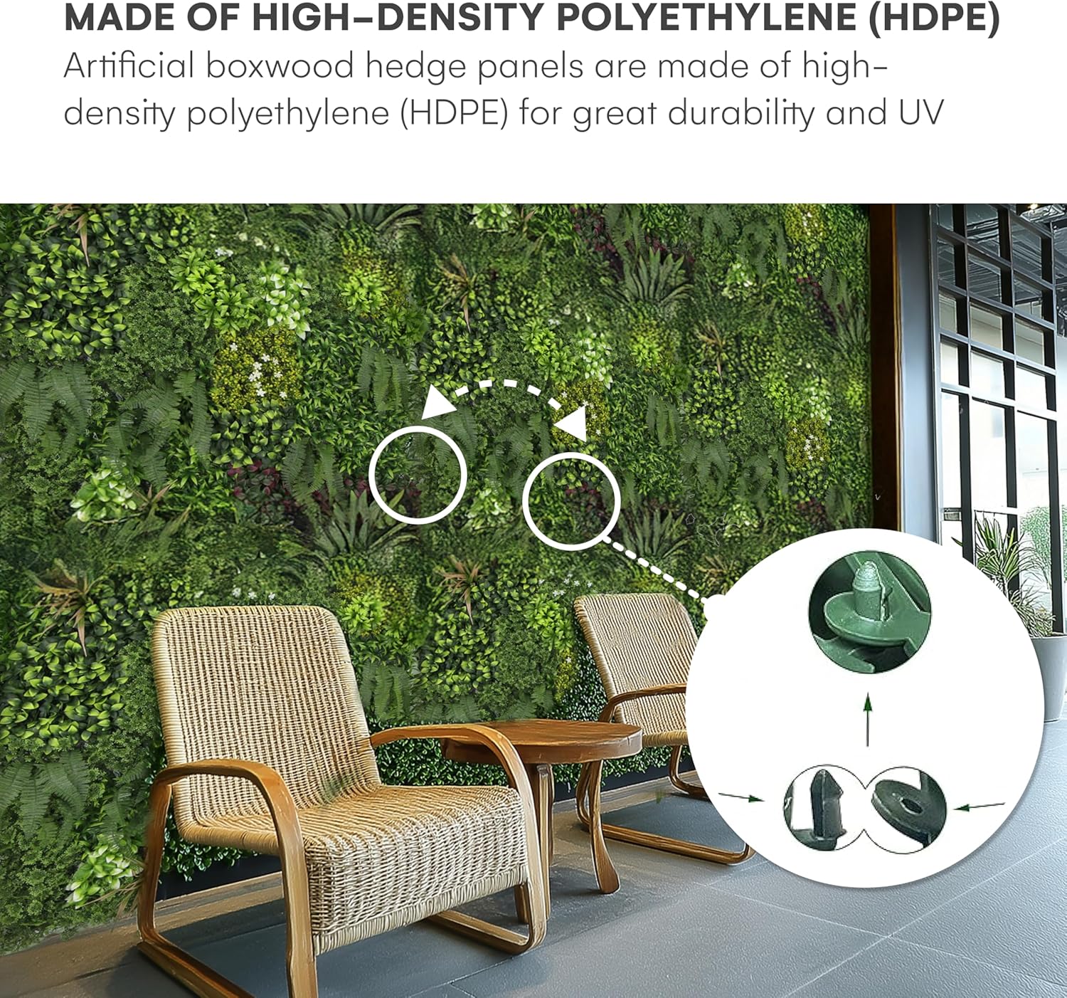 Flybold Greenery Wall Backdrop - 40x40x4 Inches Faux Boxwood Panels Pack of 3