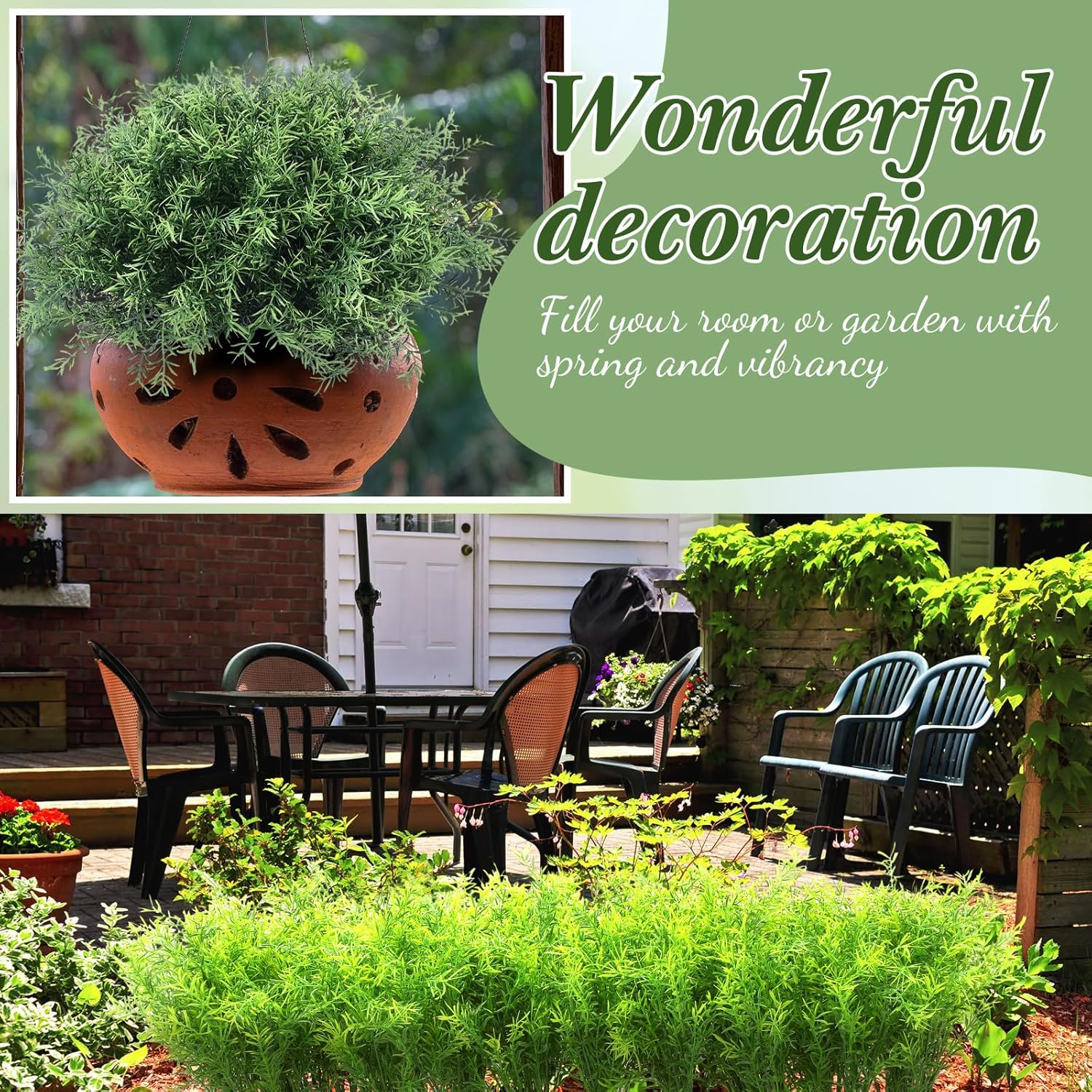 Zeyune 40 Bundles UV Resistant Artificial Grass Plants for Outdoor and Indoor Decoration