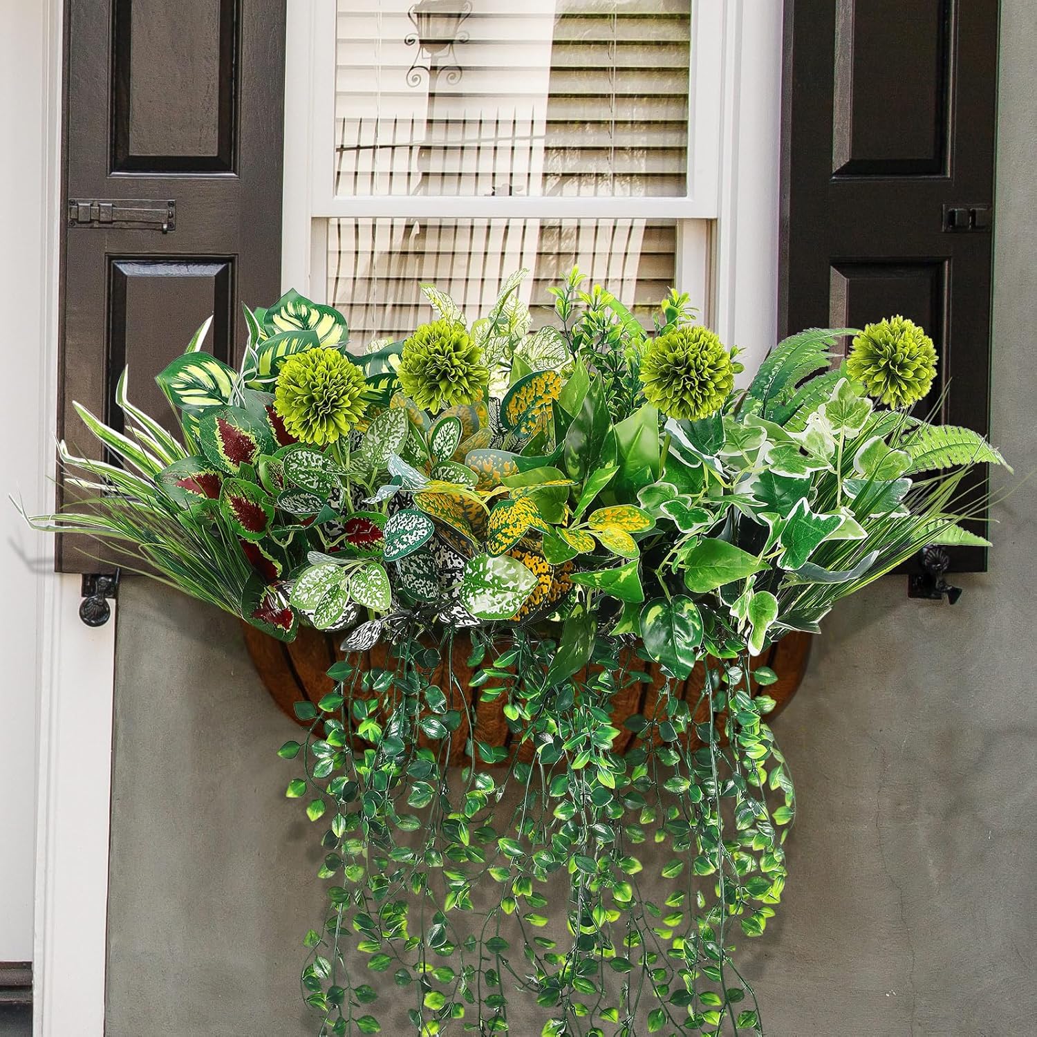 Giegxin 18 Pcs Artificial Plants Set for Outdoor Decor