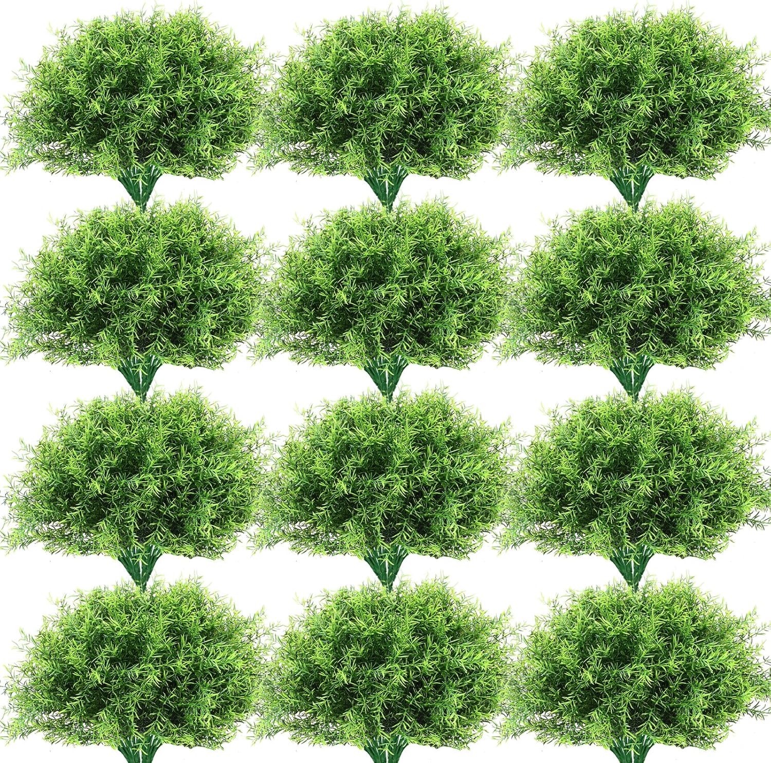 Zeyune 40 Bundles UV Resistant Artificial Grass Plants for Outdoor and Indoor Decoration