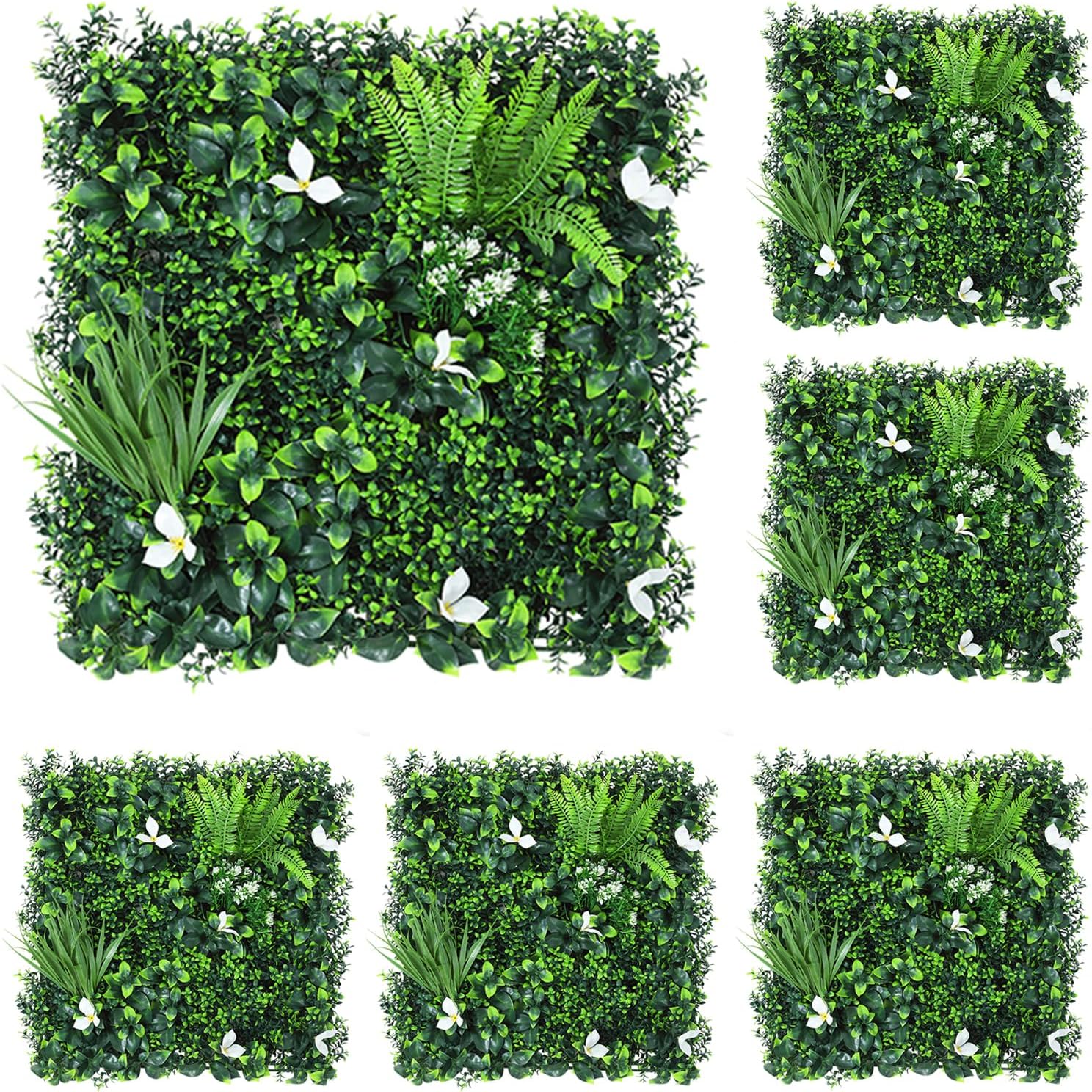 Euker Artificial Grass Wall Panels 6PCS 20x20 Inch DIY Flower Wall Decor