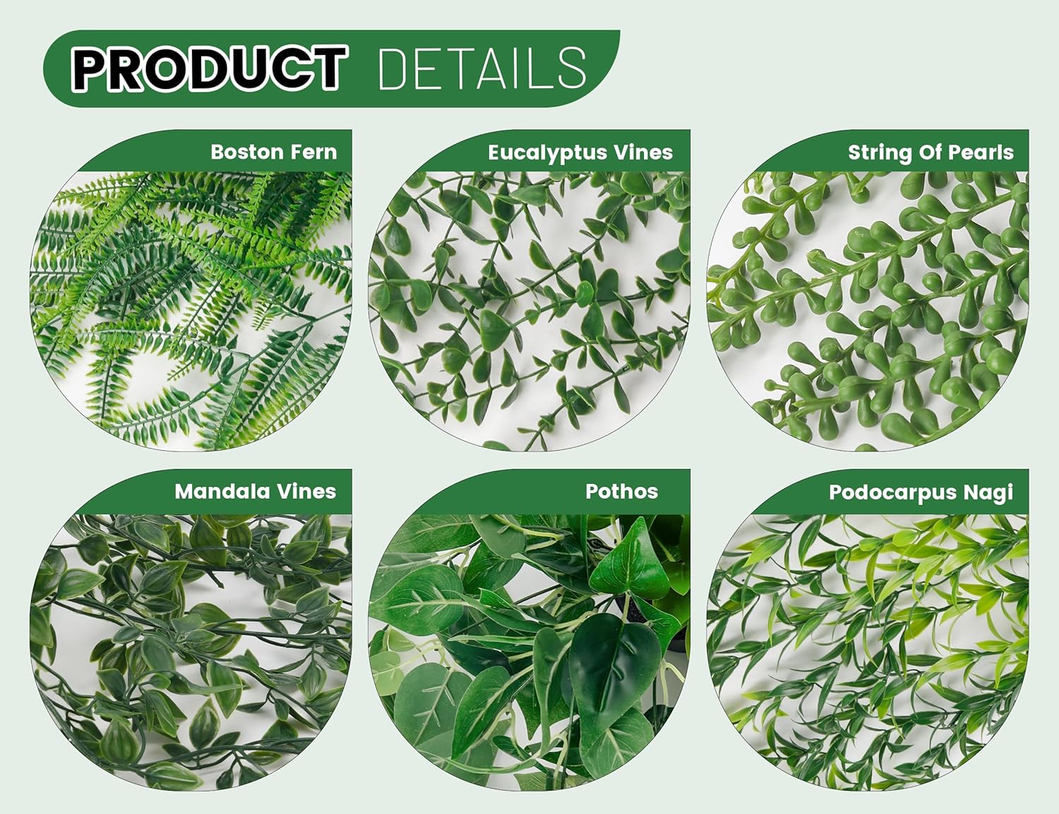 Der Rose 6 Pack Artificial Hanging Plants Decor
