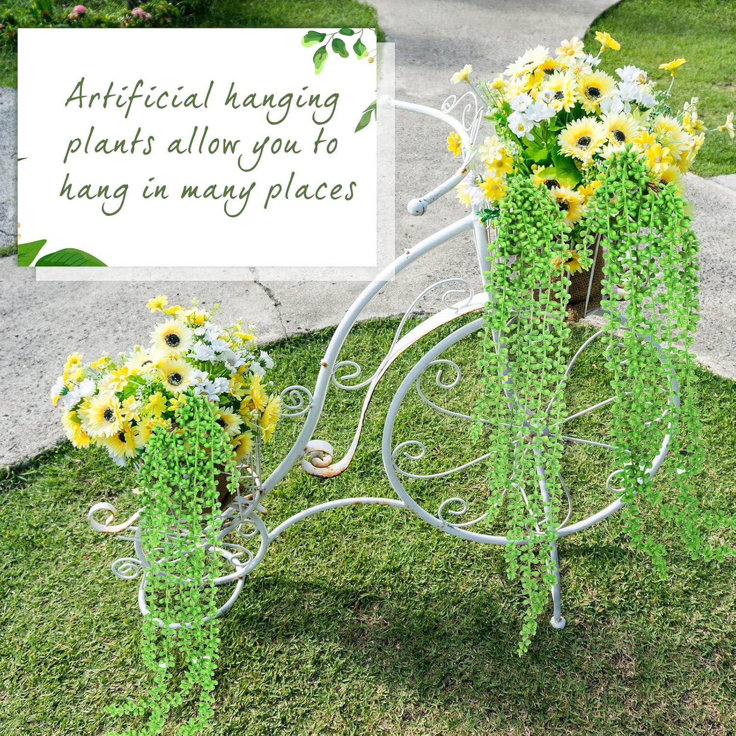 8 Pcs Artificial Succulents Hanging Plants 24 Inch Decor Set