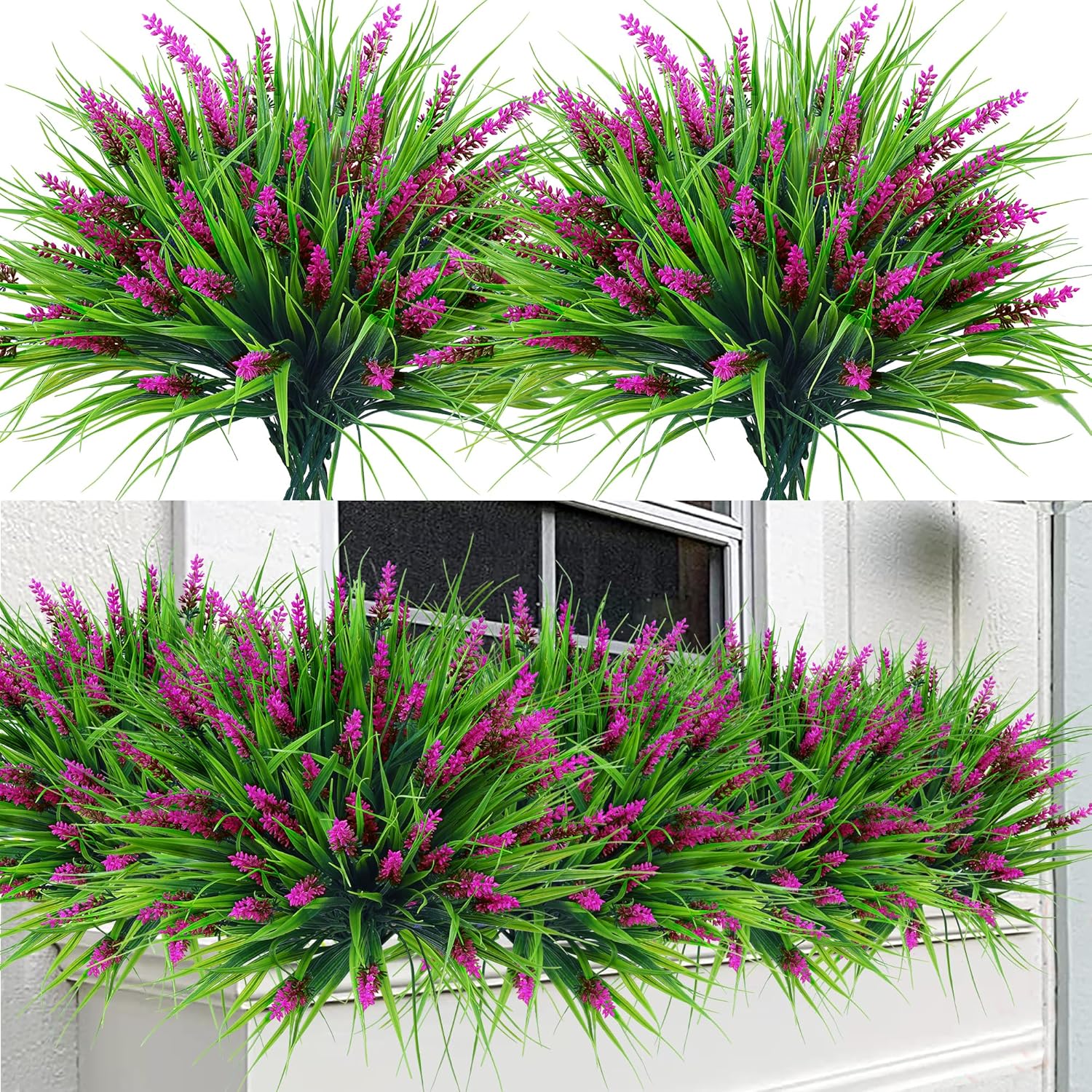 Sggvecsy 12 Bundle Artificial Lavender Plants UV Resistant