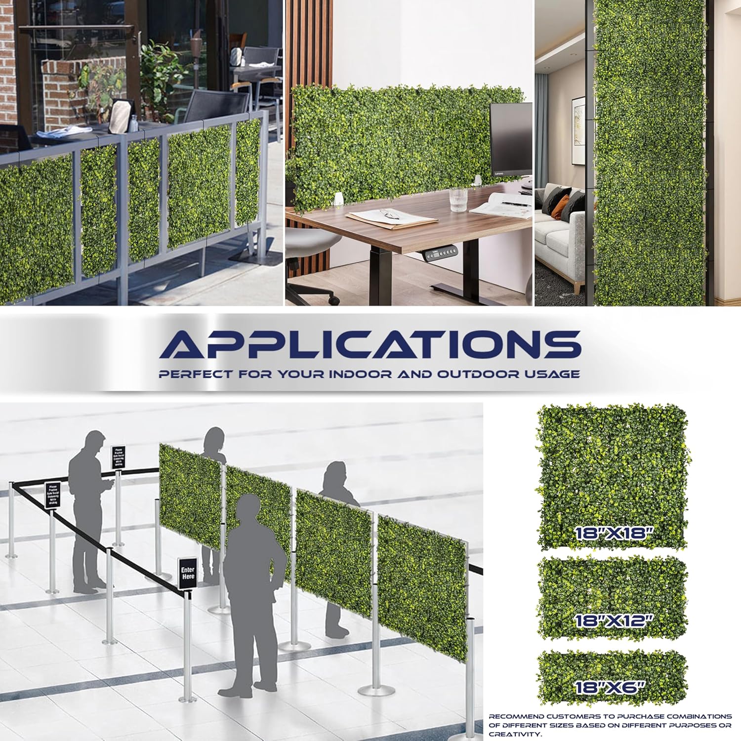 18 x 12 Artificial Double Sided Plant Panel with Hard Back
