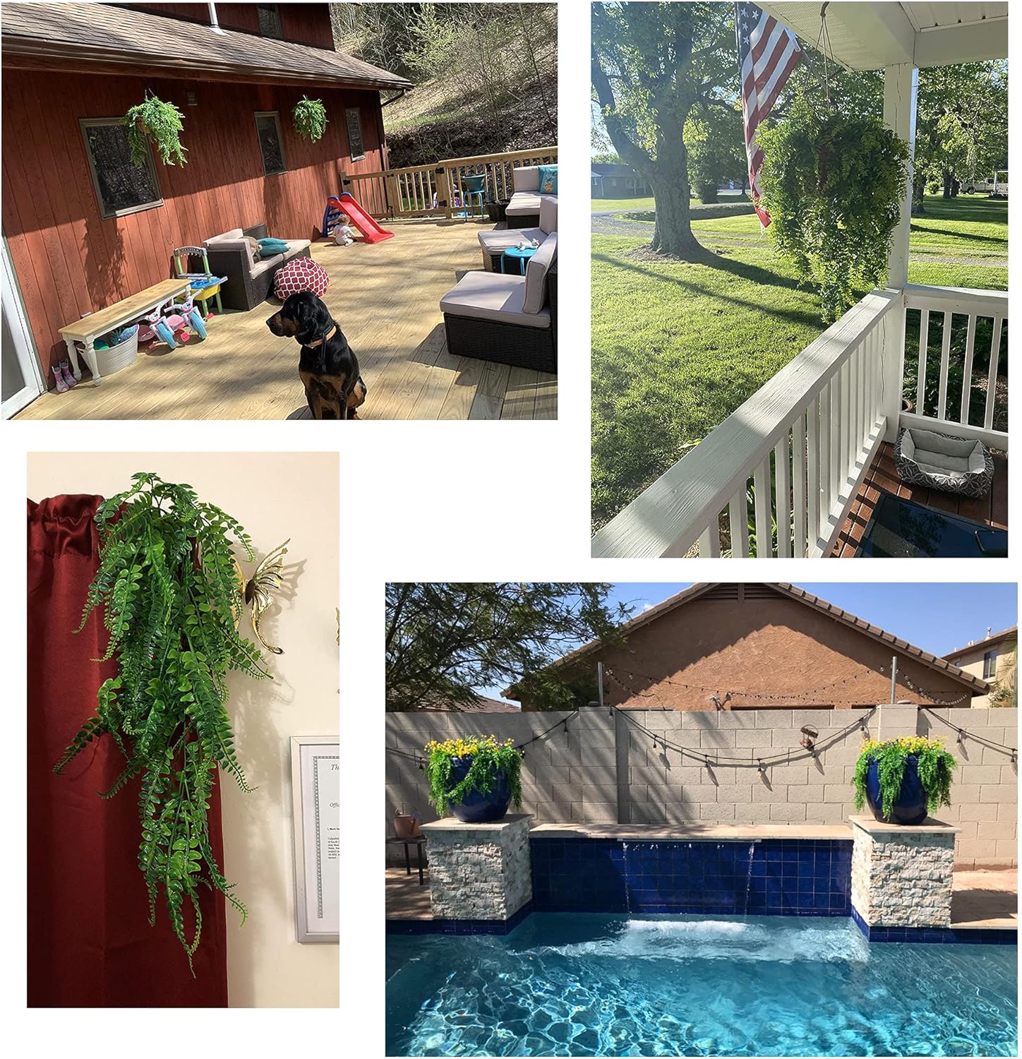 YYaaloa Artificial Hanging Plants 2-Pack Boston Fern Greeny Chain Decor