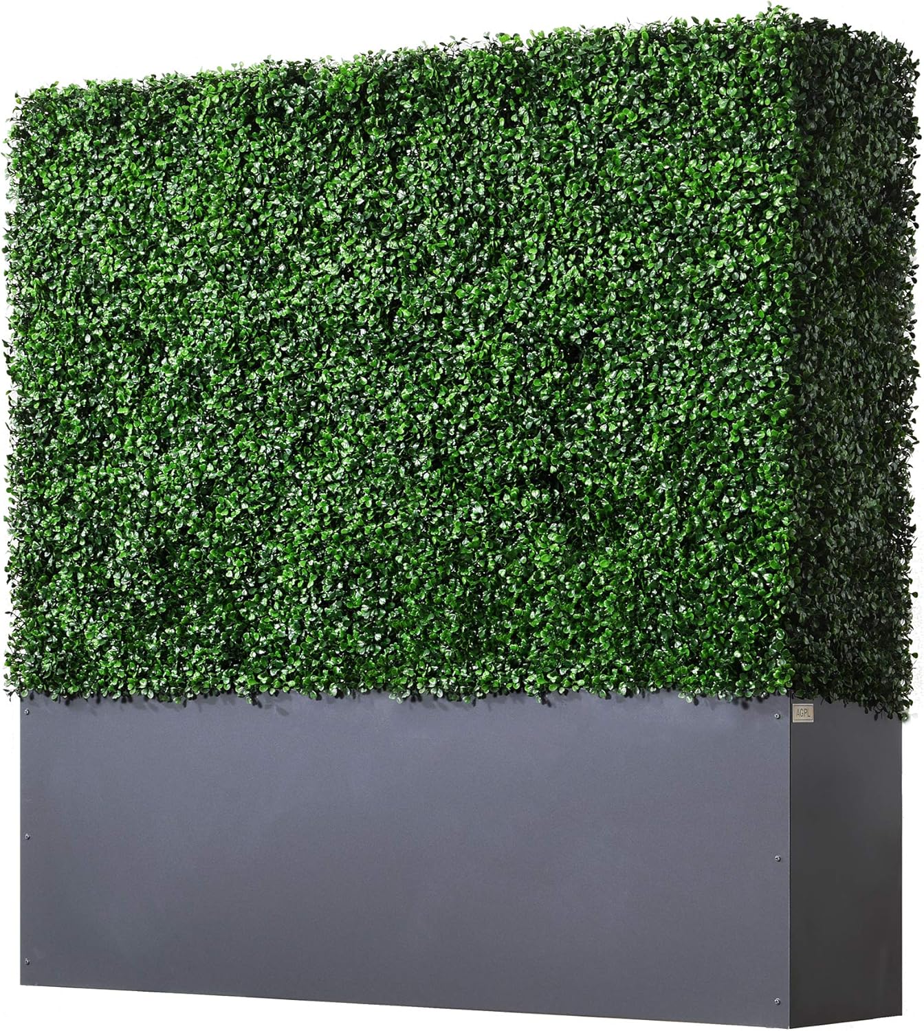 AGPL Artificial Boxwood Hedge Wall with Gray Planter