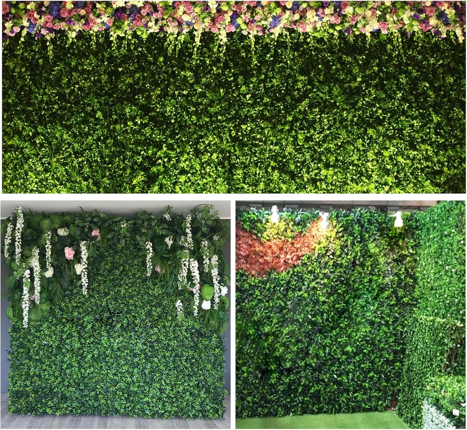 Boshen Artificial Grass Wall Panels 6PCS 10x10 Inch Boxwood Hedge Decor for Indoor Outdoor Party Wedding Backyard