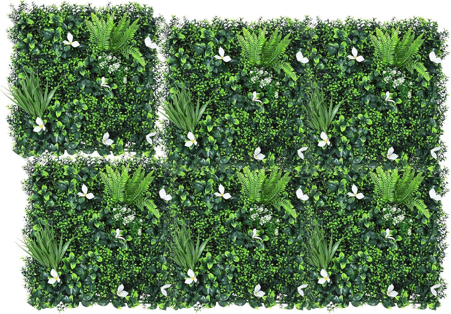 Euker Artificial Grass Wall Panels 6PCS 20x20 Inch DIY Flower Wall Decor