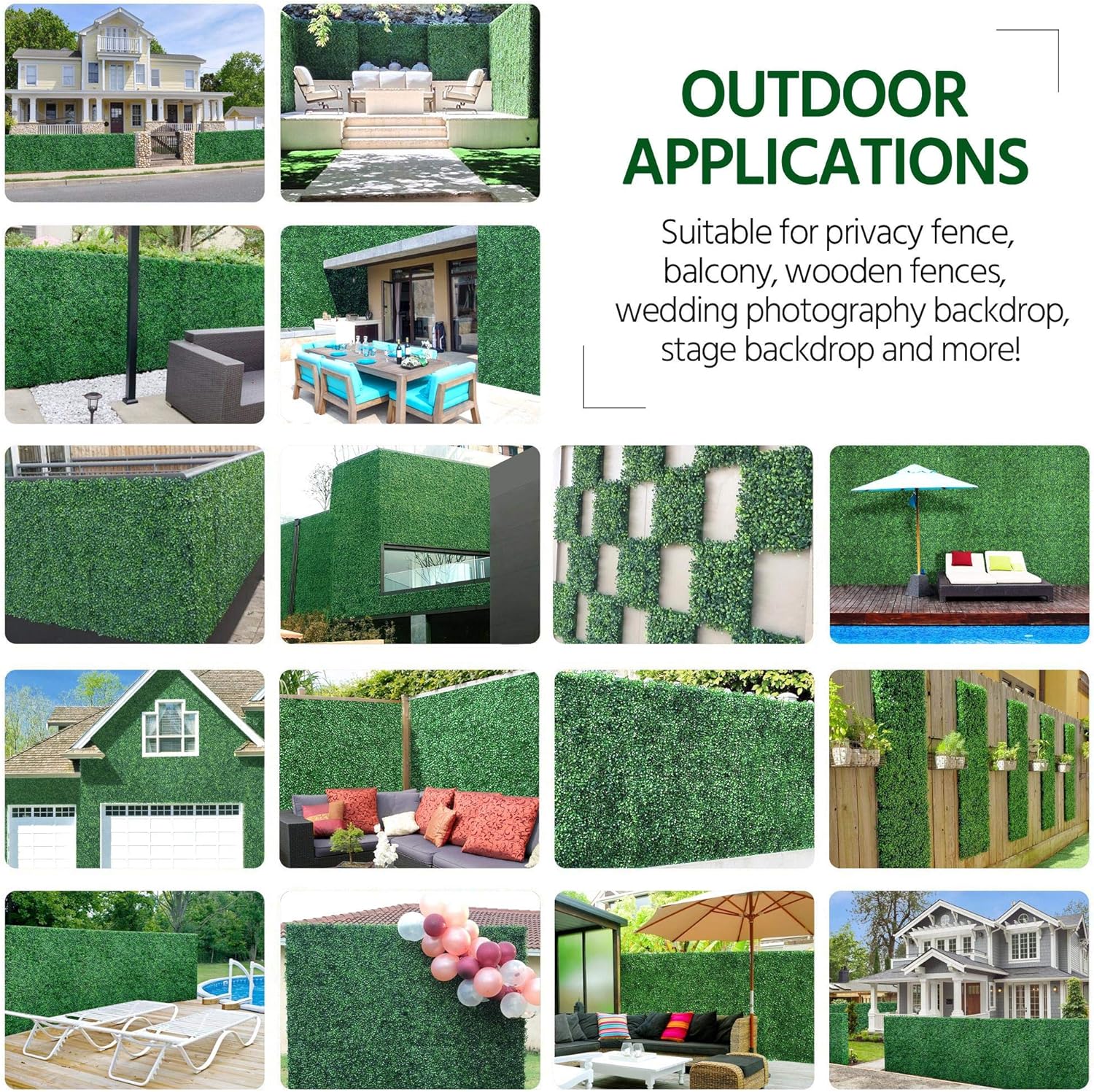 Yaheetech 24PCS Artificial Boxwood Hedge Panels Green Wall Privacy Screen