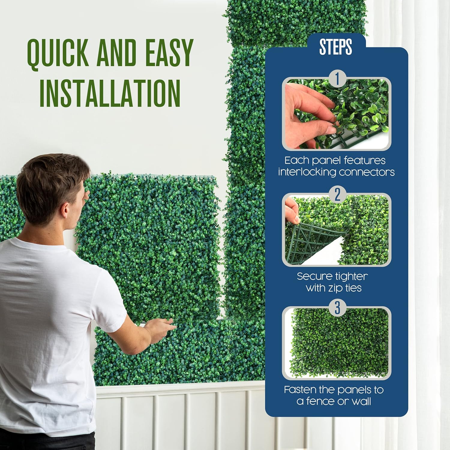 Houseables Artificial Grass Wall 20x20 12 Pack