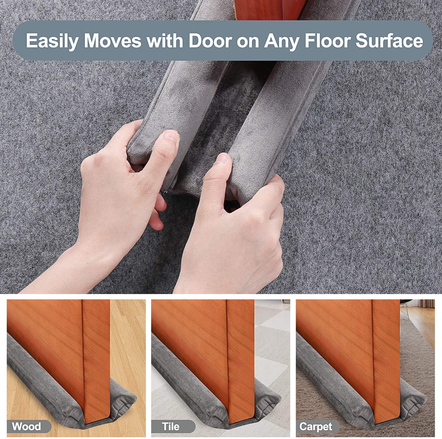GDHOMM Door Draft Stopper 30-36 Inch Gray