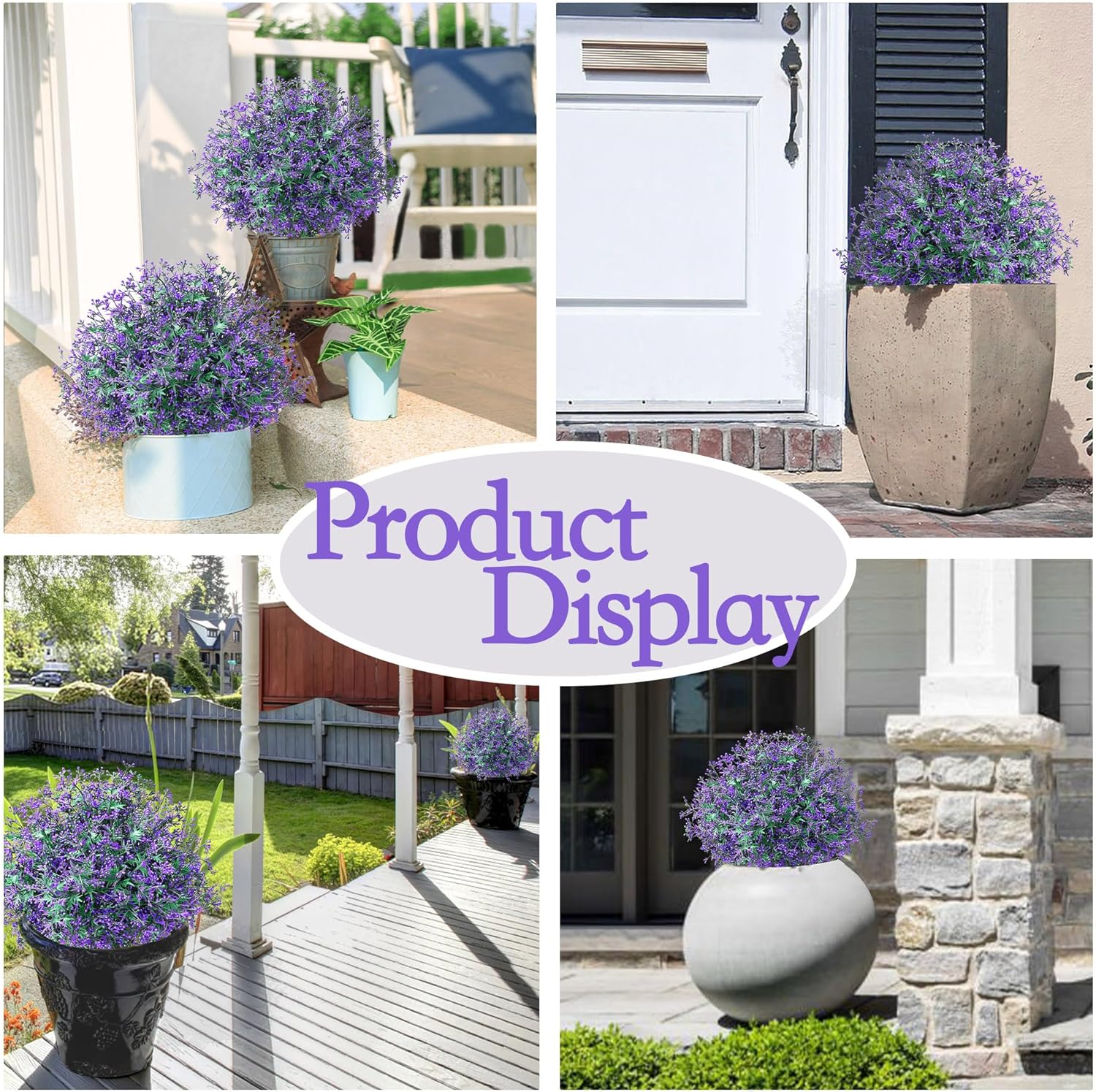 Artificial Topiary Ball Trees with Ground Spike Set of 2 UV Resistant Fake Greenery