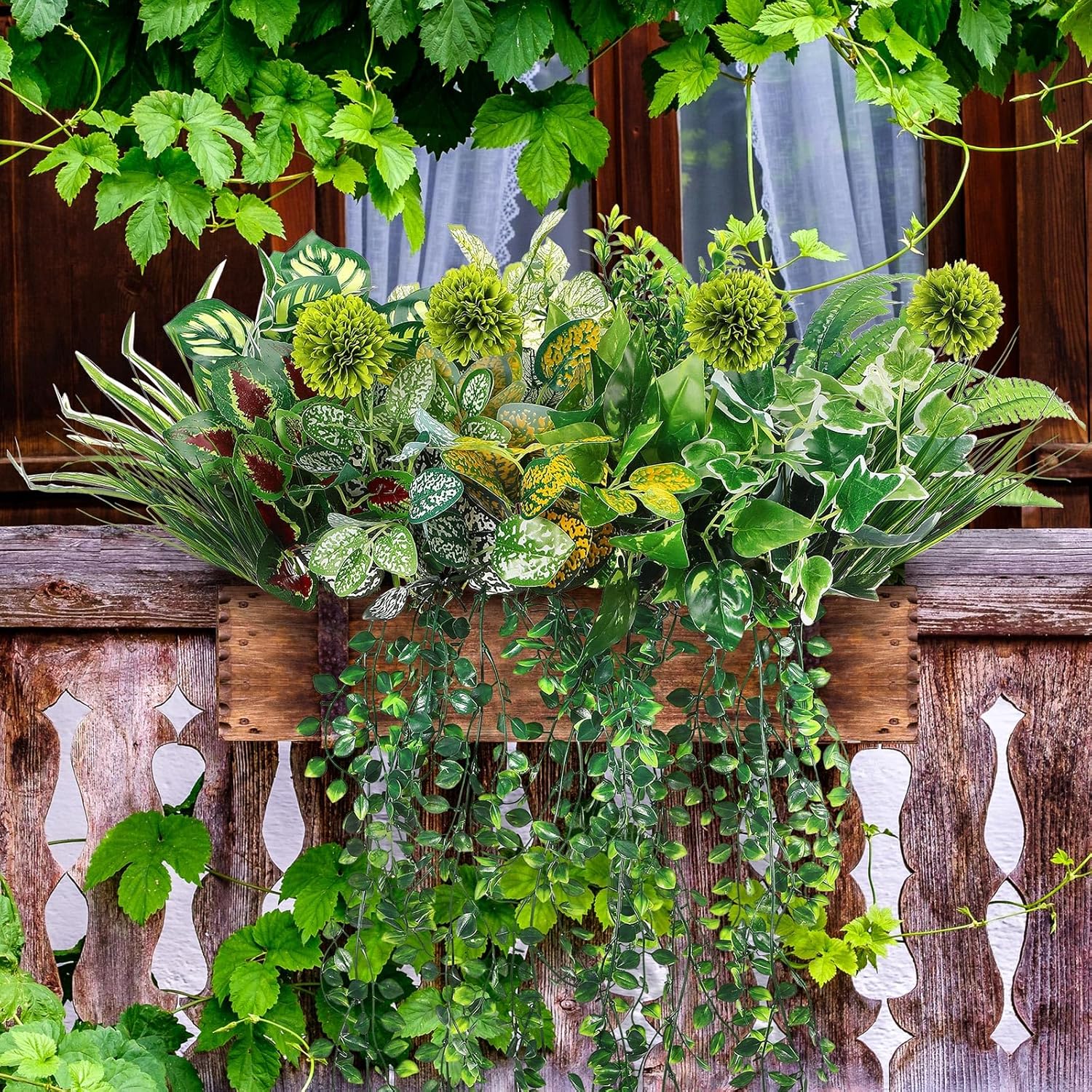 Giegxin 18 Pcs Artificial Plants Set for Outdoor Decor