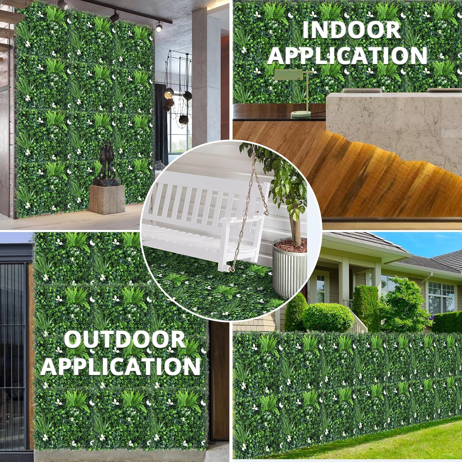 Euker Artificial Grass Wall Panels 6PCS 20x20 Inch DIY Flower Wall Decor