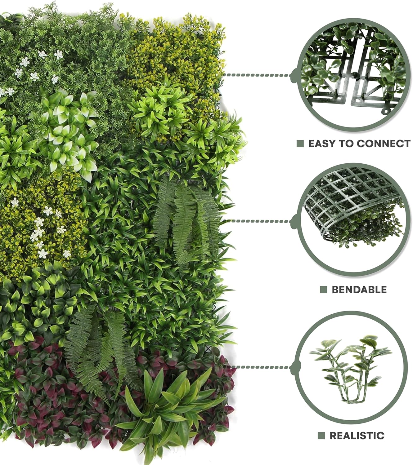 Flybold Greenery Wall Backdrop - 40x40x4 Inches Faux Boxwood Panels Pack of 3