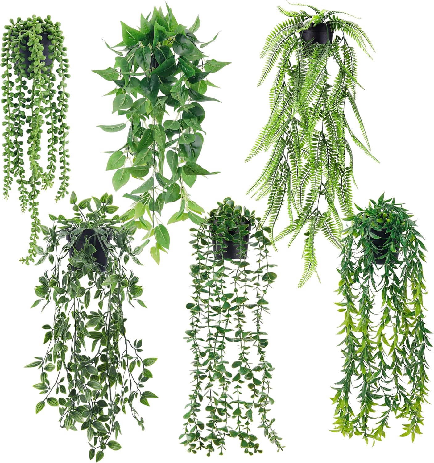 Der Rose 6 Pack Artificial Hanging Plants Decor