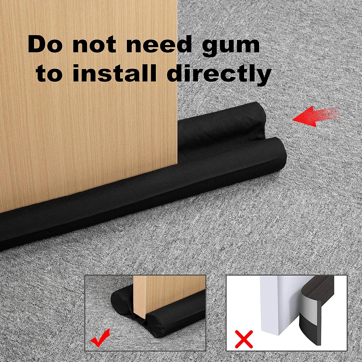 Morytale Door Draft Stopper Adjustable 32 to 38 Size 15 Gap Cover Energy Saving Noise Reduction Machine-Washable