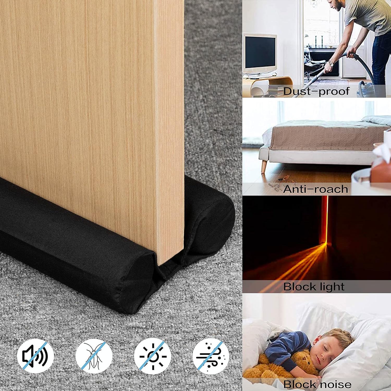 Morytale Door Draft Stopper Adjustable 32 to 38 Size 15 Gap Cover Energy Saving Noise Reduction Machine-Washable